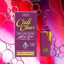 Cali Clear Purple Papaya – 1g Live Resin – All In One Vape Pod – Indica